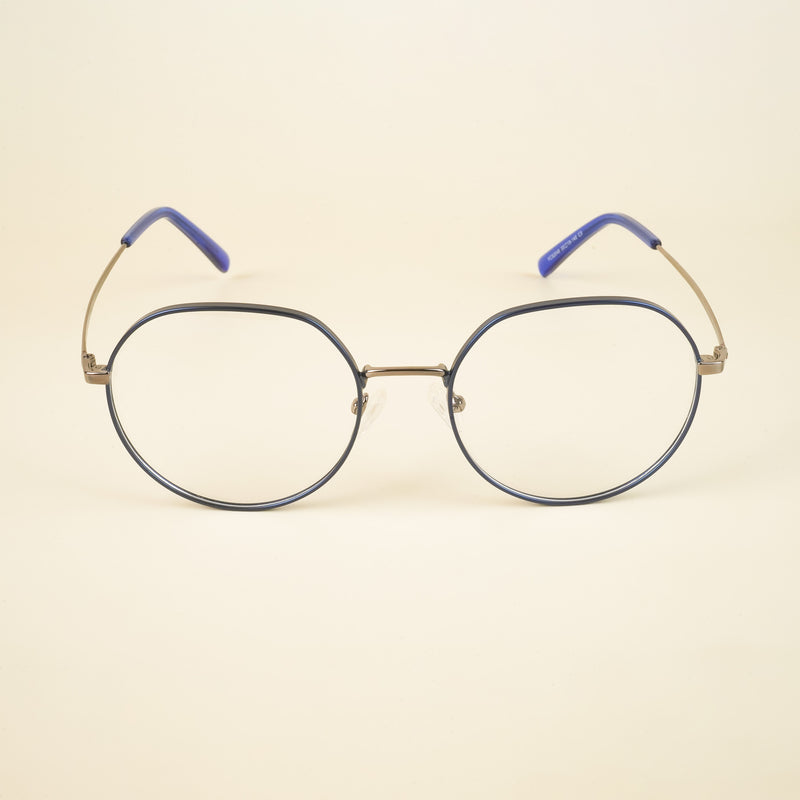 Voyage Blue Round Eyeglasses for Men & Women (YC82046MG4617-C4)