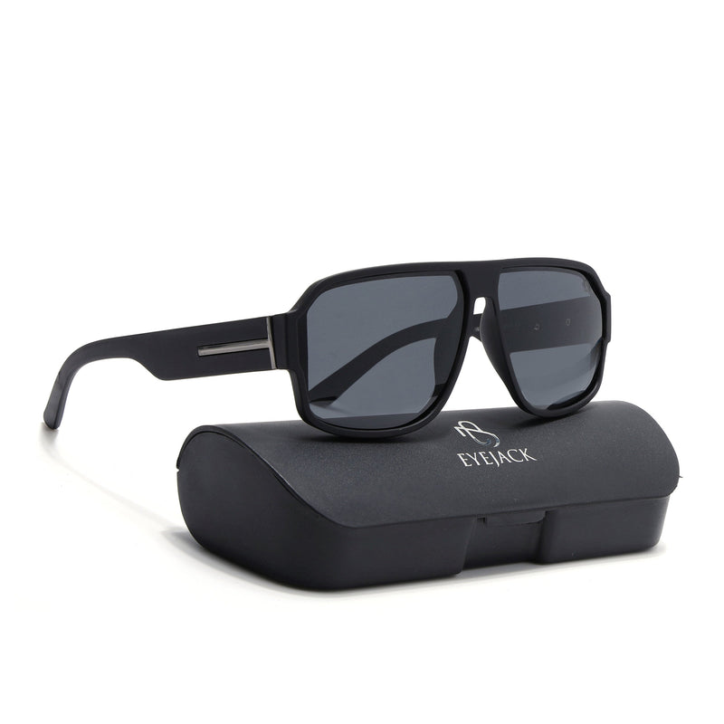 Eyejack Black Wayfarer Polarized Sunglasses for Men & Women (3710PCL1202)
