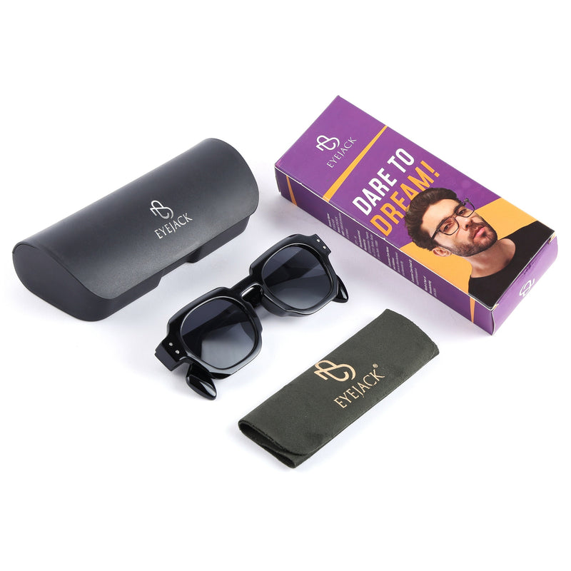 Eyejack Black Round Sunglasses for Men & Women (3717CL990)
