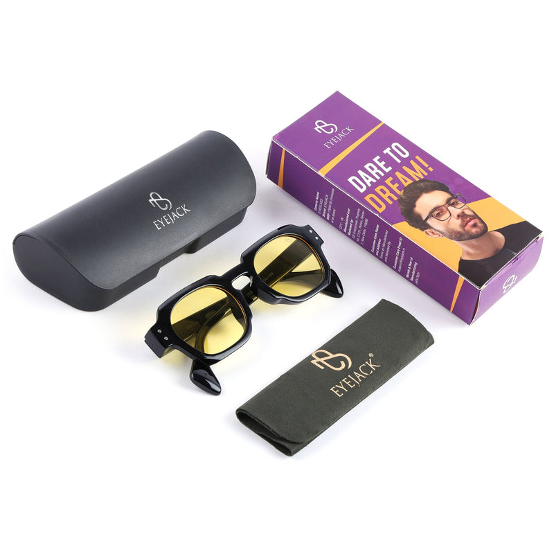Eyejack Black Round Sunglasses for Men & Women (3717CL991)