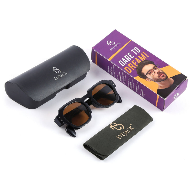 Eyejack Black Round Sunglasses for Men & Women (3717CL992)
