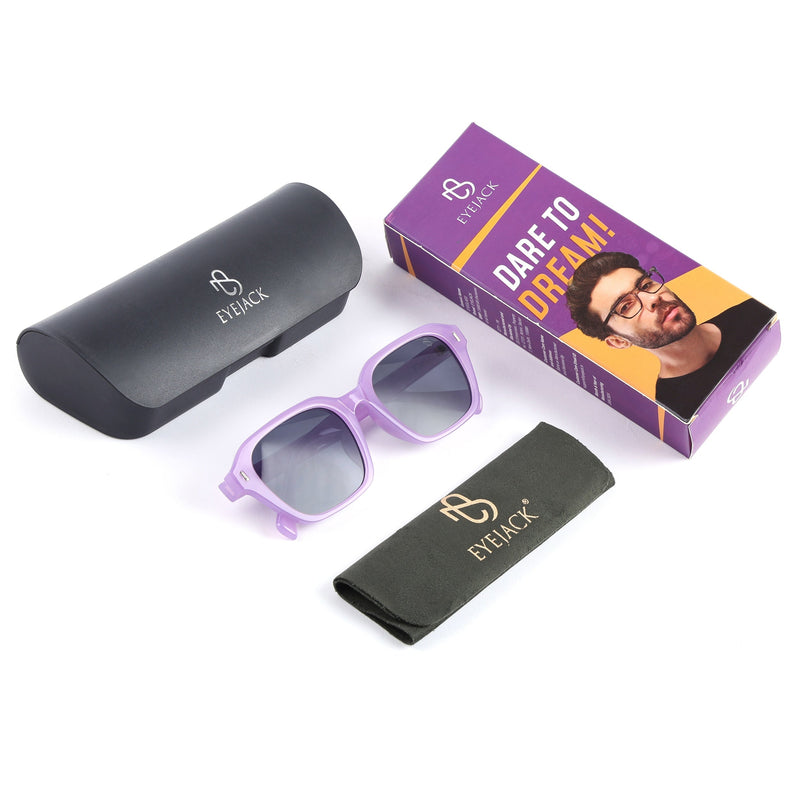 Eyejack Purple Square Sunglasses for Men & Women (3740CL1002)