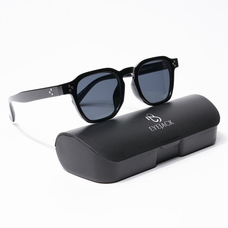 Eyejack Square Sunglasses for Men & Women (Black Lens | Shine Black Frame - 3797CL518-C1)