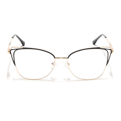 Voyage Glam Golden & Black Cateye Eyeglasses for Women (39001MG6535-C1)