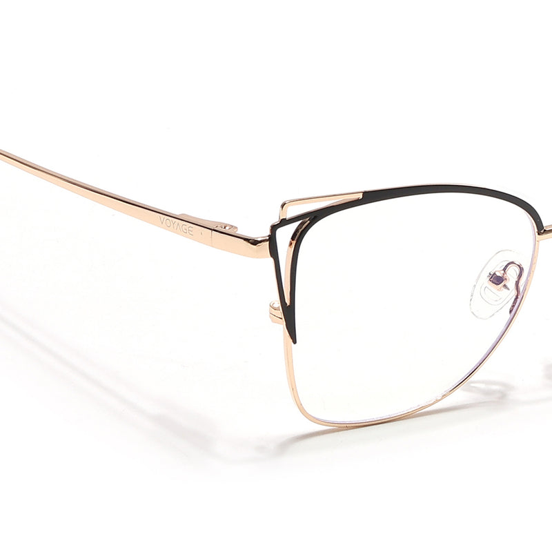 Voyage Glam Golden & Black Cateye Eyeglasses for Women (39001MG6535-C1)