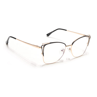 Voyage Glam Golden & Black Cateye Eyeglasses for Women (39001MG6535-C1)