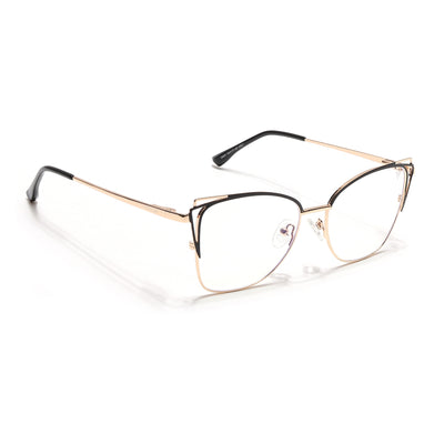 Voyage Glam Golden & Black Cateye Eyeglasses for Women (39001MG6535-C1)