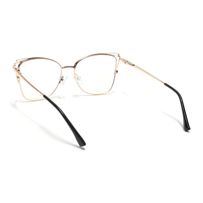 Voyage Glam Golden & Black Cateye Eyeglasses for Women (39001MG6535-C1)