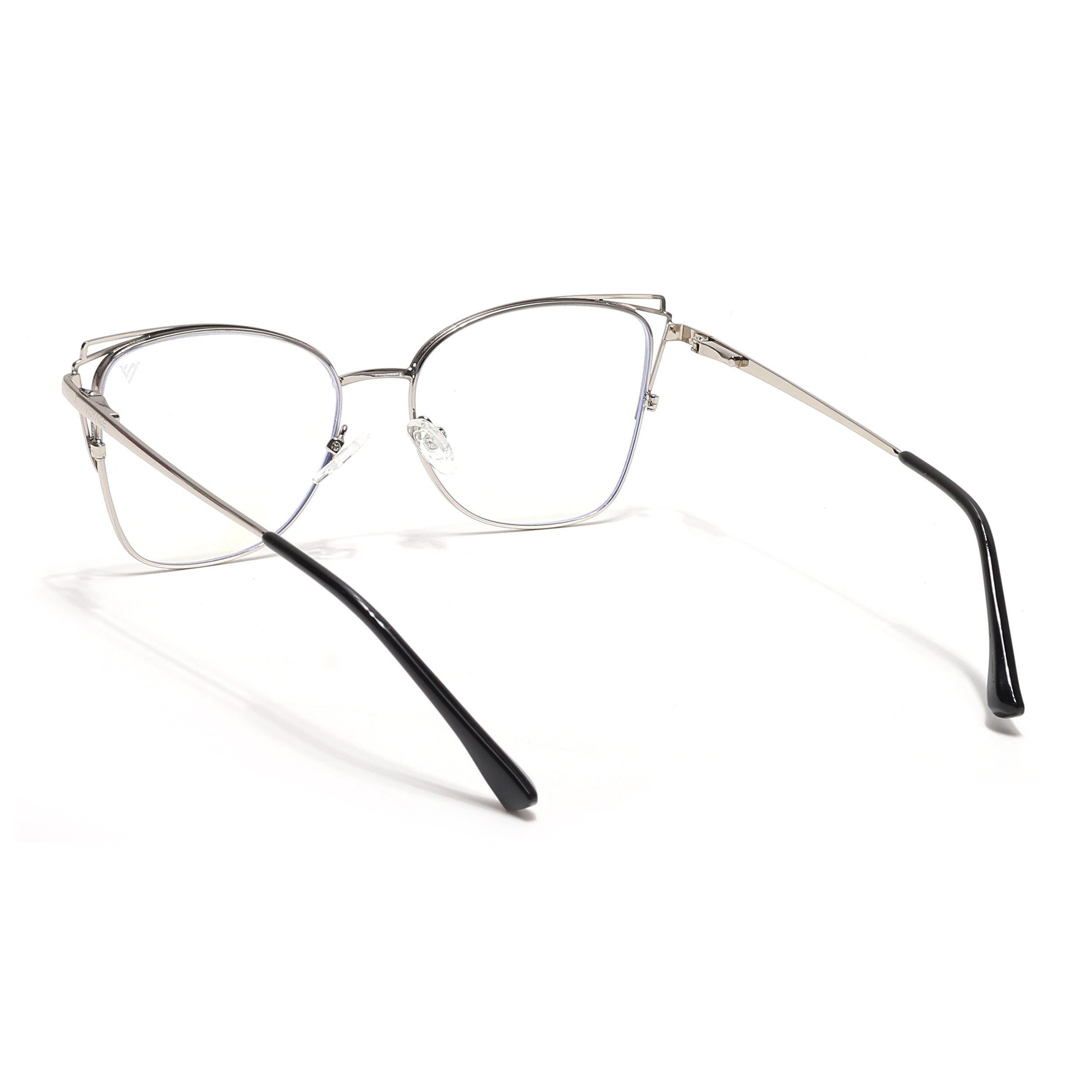 Voyage Glam Silver & Green Cateye Eyeglasses for Women (39001MG6537-C3)