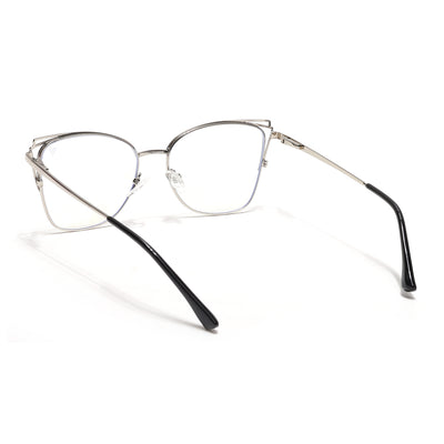 Voyage Glam Silver & Green Cateye Eyeglasses for Women (39001MG6537-C3)