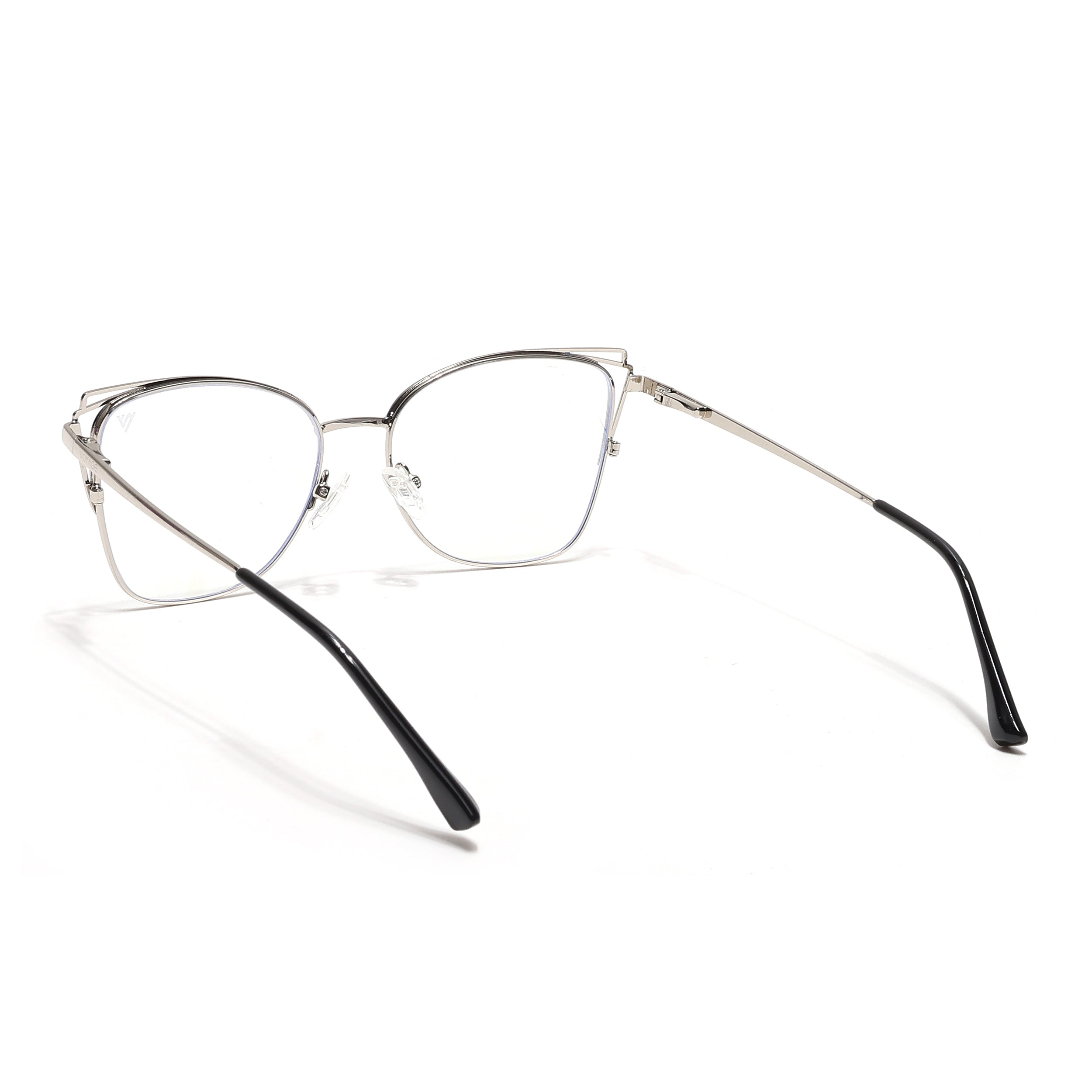 Voyage Glam Silver & Blue Cateye Eyeglasses for Women (39001MG6538-C4)