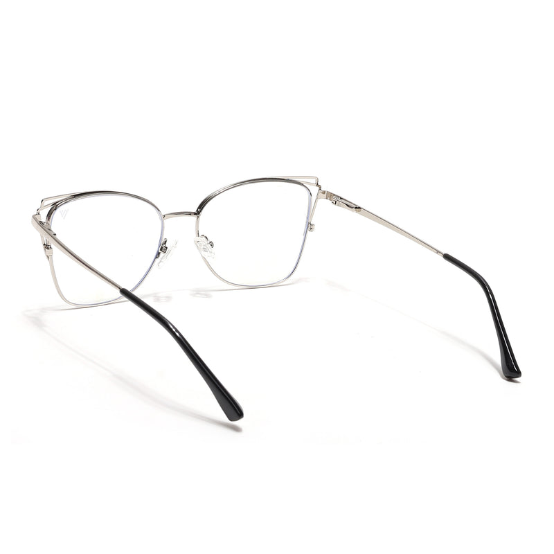 Voyage Glam Silver & Blue Cateye Eyeglasses for Women (39001MG6538-C4)