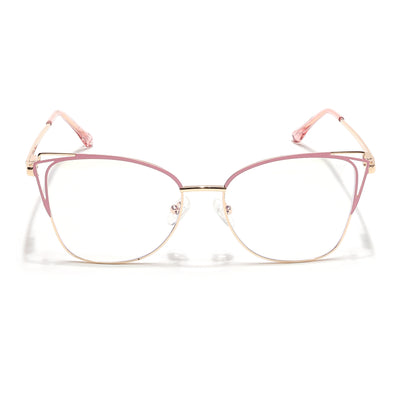 Voyage Glam Golden & Pink Cateye Eyeglasses for Women (39001MG6540-C6)