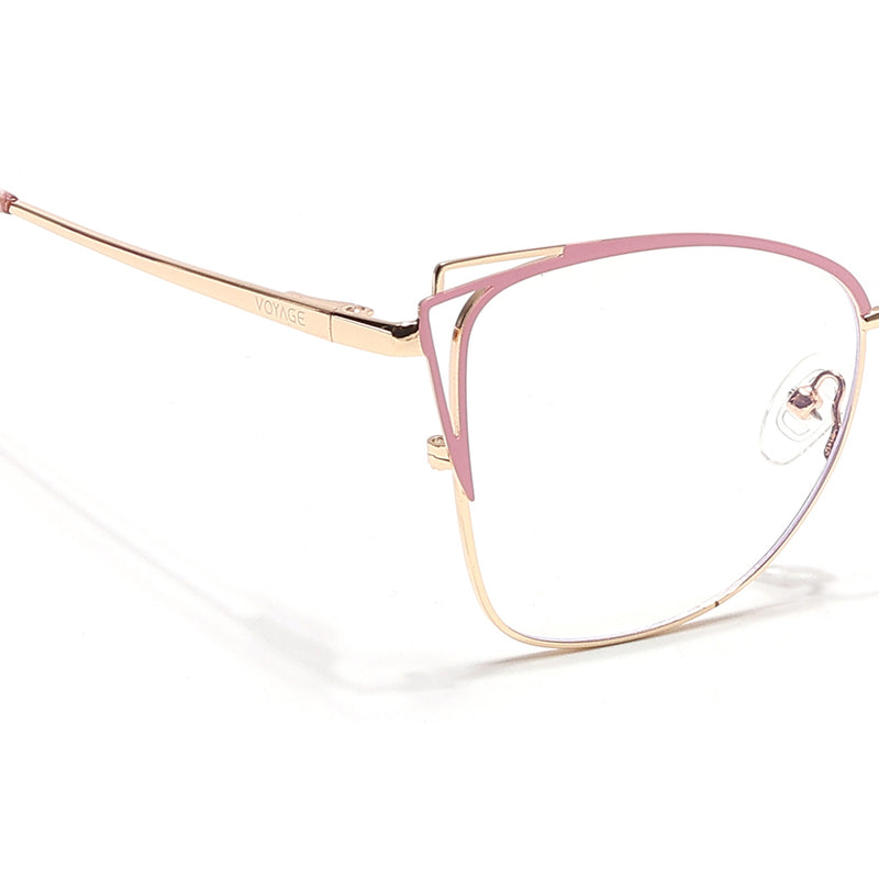 Voyage Glam Golden & Pink Cateye Eyeglasses for Women (39001MG6540-C6)