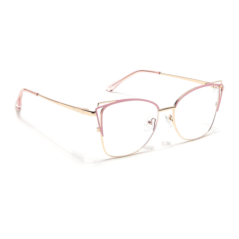 Voyage Glam Golden & Pink Cateye Eyeglasses for Women (39001MG6540-C6)