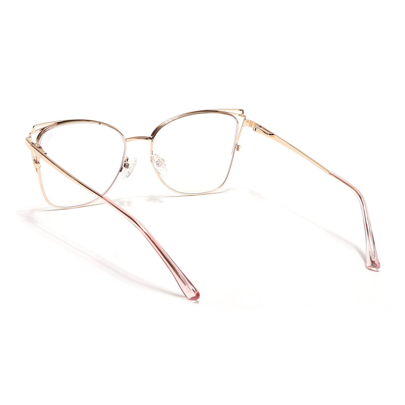 Voyage Glam Golden & Pink Cateye Eyeglasses for Women (39001MG6540-C6)