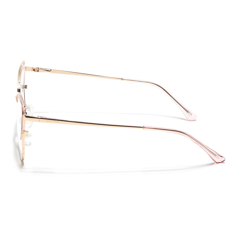 Voyage Glam Golden & Pink Cateye Eyeglasses for Women (39001MG6540-C6)