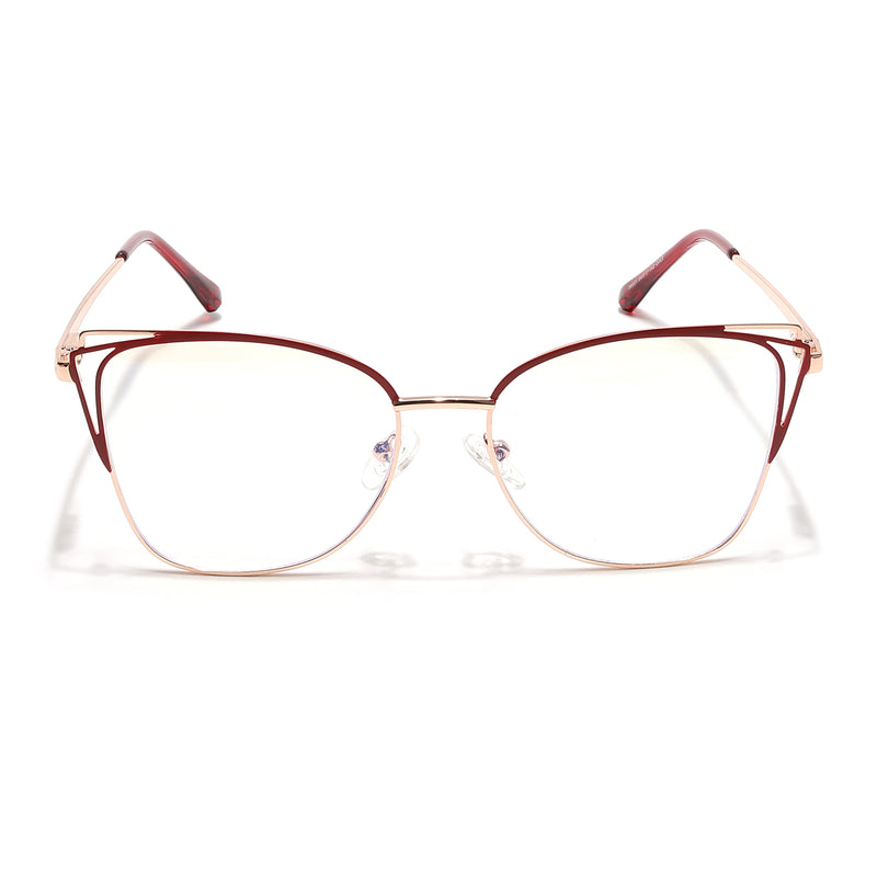 Voyage Glam Golden & Red Cateye Eyeglasses for Women (39001MG6541-C7)