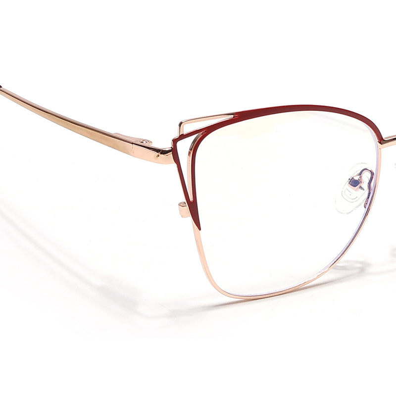 Voyage Glam Golden & Red Cateye Eyeglasses for Women (39001MG6541-C7)