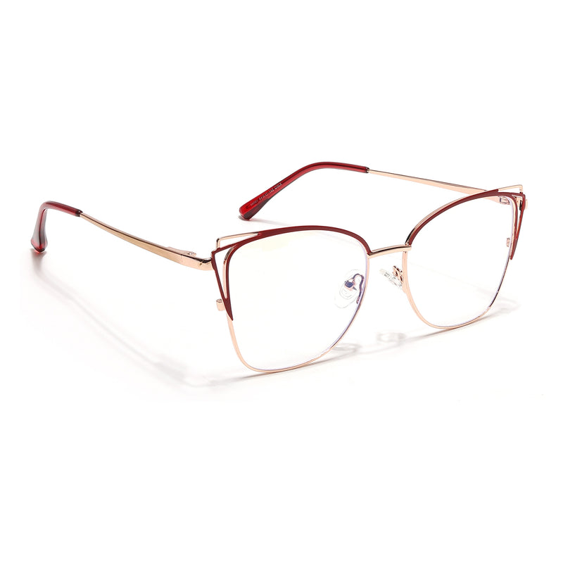 Voyage Glam Golden & Red Cateye Eyeglasses for Women (39001MG6541-C7)