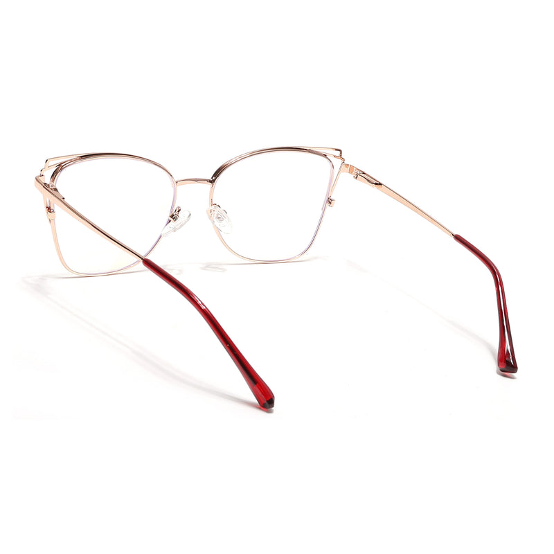 Voyage Glam Golden & Red Cateye Eyeglasses for Women (39001MG6541-C7)