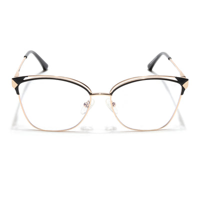 Voyage Glam Golden & Black Cateye Eyeglasses for Women (39012MG6542-C1)