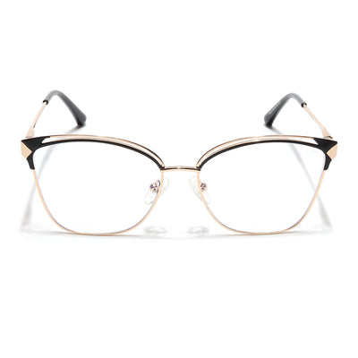 Voyage Glam Golden & Black Cateye Eyeglasses for Women (39012MG6542-C1)