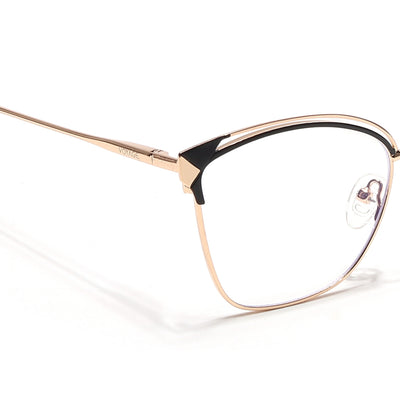 Voyage Glam Golden & Black Cateye Eyeglasses for Women (39012MG6542-C1)