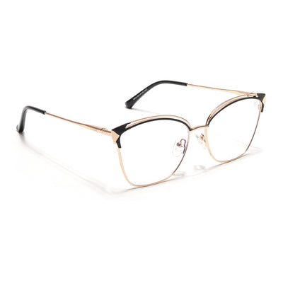 Voyage Glam Golden & Black Cateye Eyeglasses for Women (39012MG6542-C1)