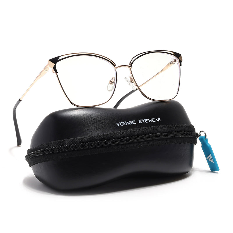 Voyage Glam Golden & Black Cateye Eyeglasses for Women (39012MG6542-C1)