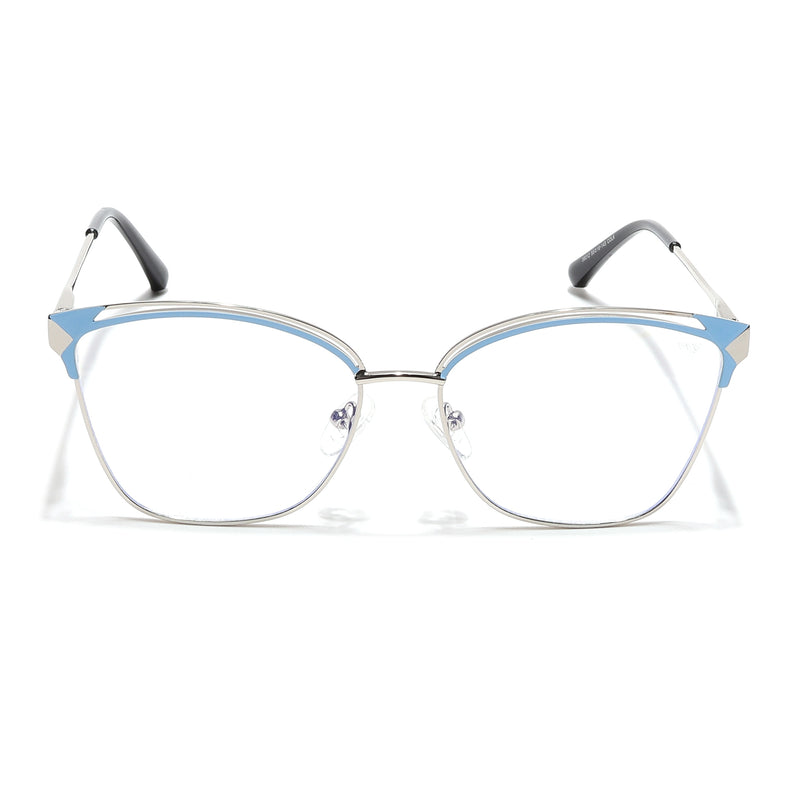 Voyage Glam Silver & Blue Cateye Eyeglasses for Women (39012MG6544-C3)