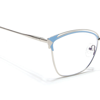 Voyage Glam Silver & Blue Cateye Eyeglasses for Women (39012MG6544-C3)