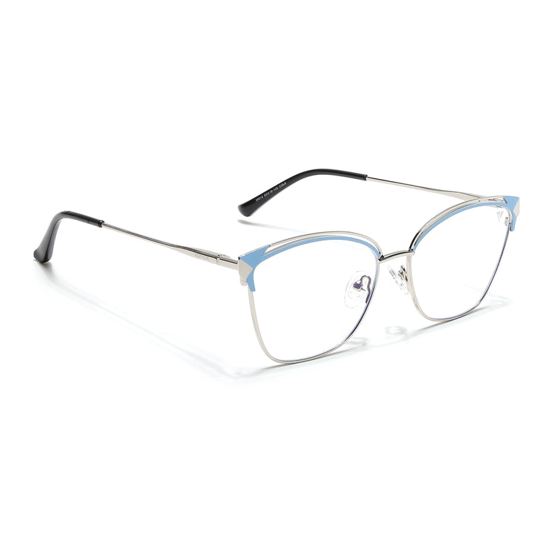 Voyage Glam Silver & Blue Cateye Eyeglasses for Women (39012MG6544-C3)