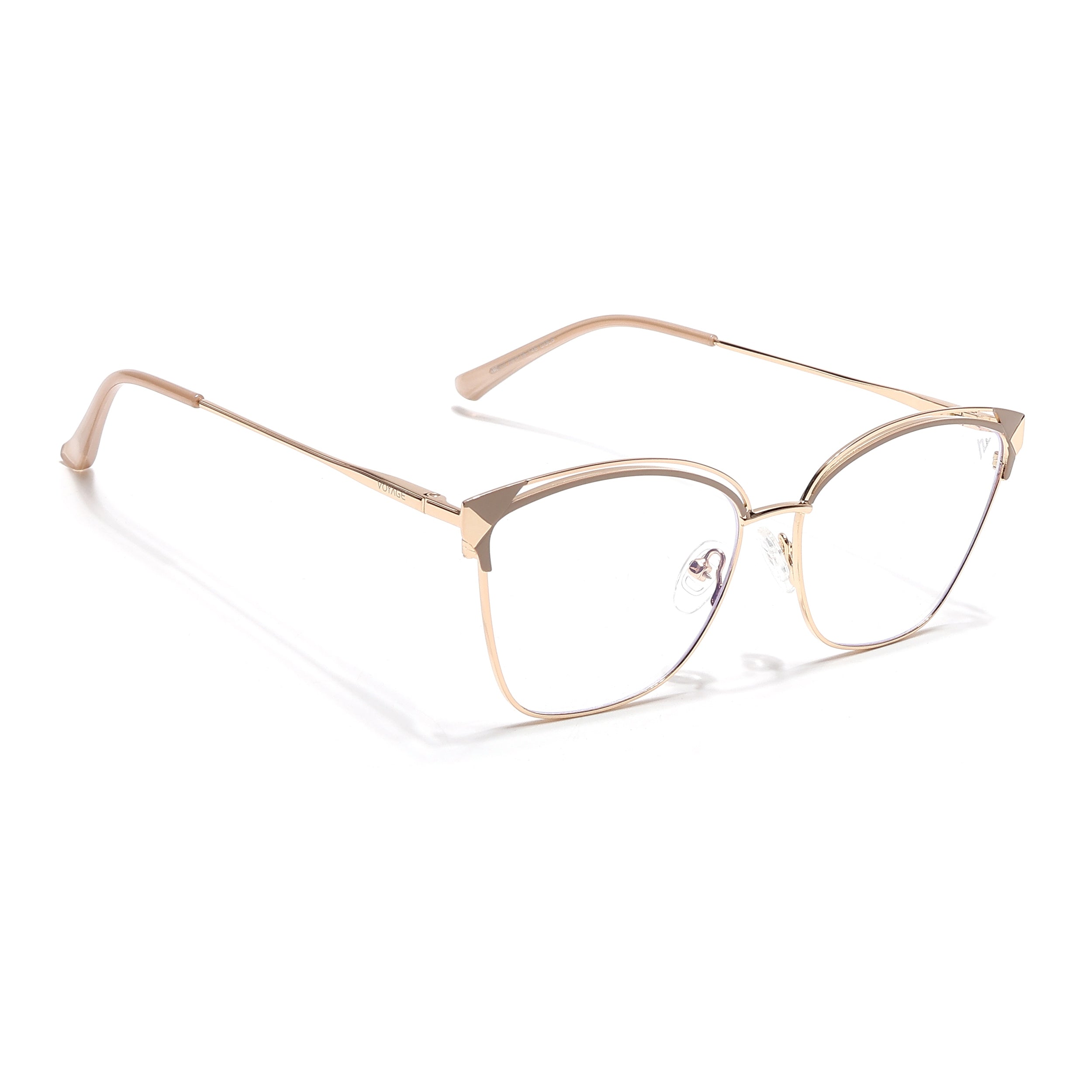 Voyage Glam Golden & Nude Cateye Eyeglasses for Women (39012MG6545-C4)