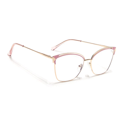 Voyage Glam Golden & Pink Cateye Eyeglasses for Women (39012MG6546-C5)