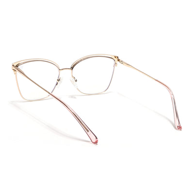 Voyage Glam Golden & Pink Cateye Eyeglasses for Women (39012MG6546-C5)