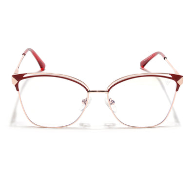 Voyage Glam Golden & Red Cateye Eyeglasses for Women (39012MG6547-C6)