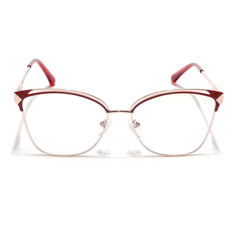 Voyage Glam Golden & Red Cateye Eyeglasses for Women (39012MG6547-C6)