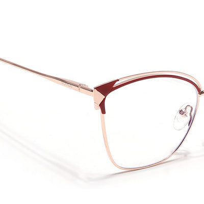 Voyage Glam Golden & Red Cateye Eyeglasses for Women (39012MG6547-C6)