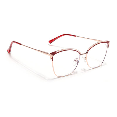 Voyage Glam Golden & Red Cateye Eyeglasses for Women (39012MG6547-C6)