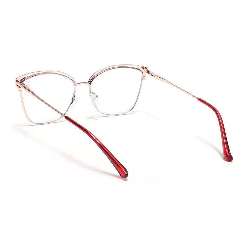 Voyage Glam Golden & Red Cateye Eyeglasses for Women (39012MG6547-C6)