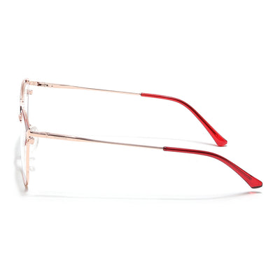 Voyage Glam Golden & Red Cateye Eyeglasses for Women (39012MG6547-C6)