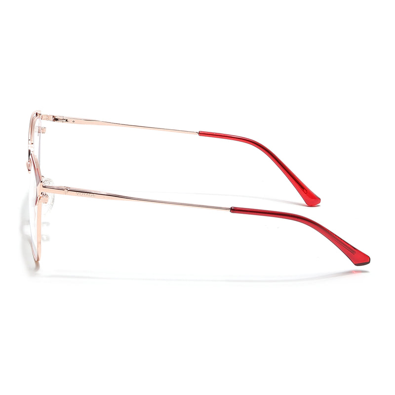 Voyage Glam Golden & Red Cateye Eyeglasses for Women (39012MG6547-C6)