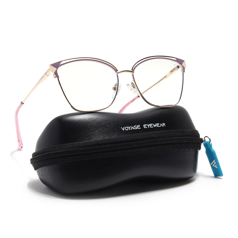 Voyage Glam Golden & Purple Cateye Eyeglasses for Women (39012MG6548-C7)