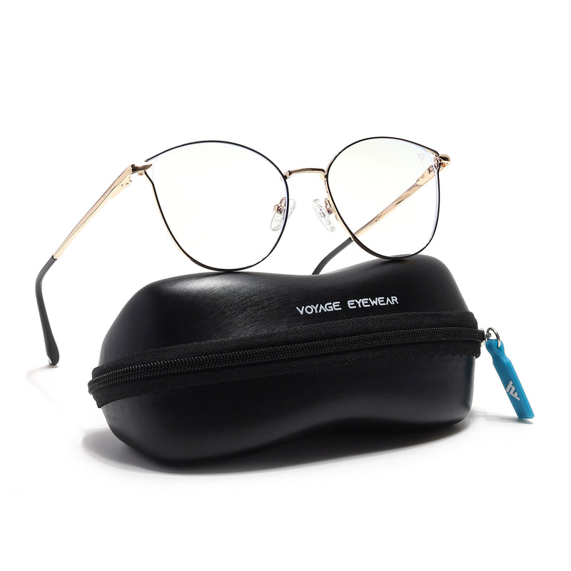 Voyage Glam Black & Golden Cateye Eyeglasses for Women (39003MG6549-C1)