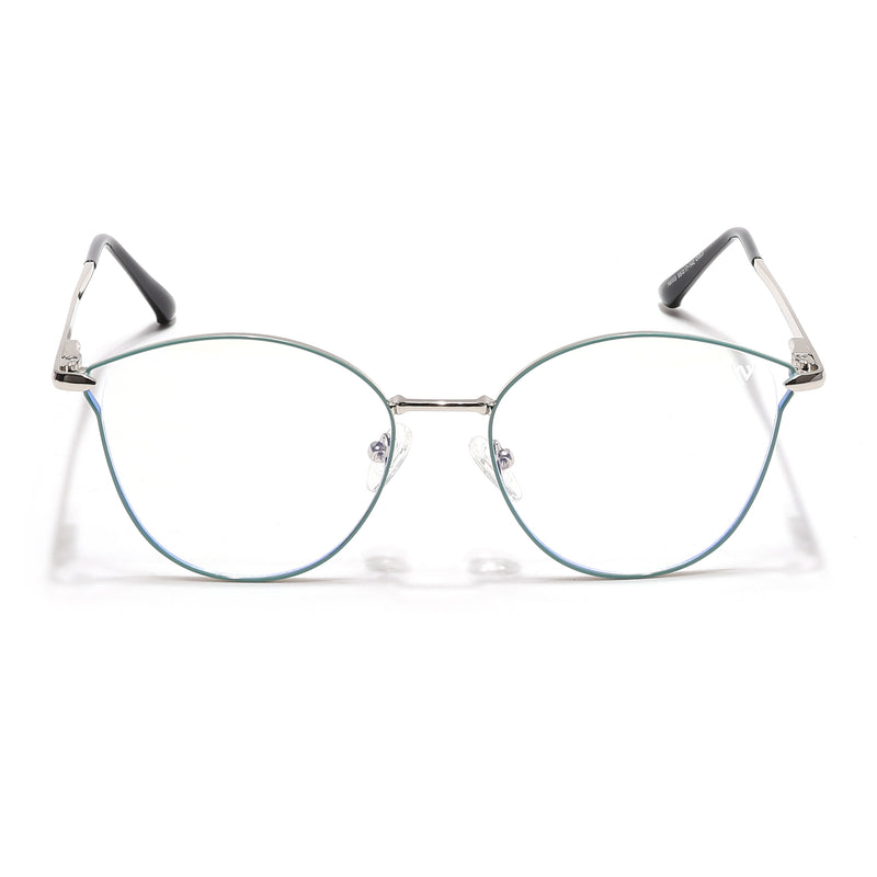 Voyage Glam Green & Silver Cateye Eyeglasses for Women (39003MG6550-C2)