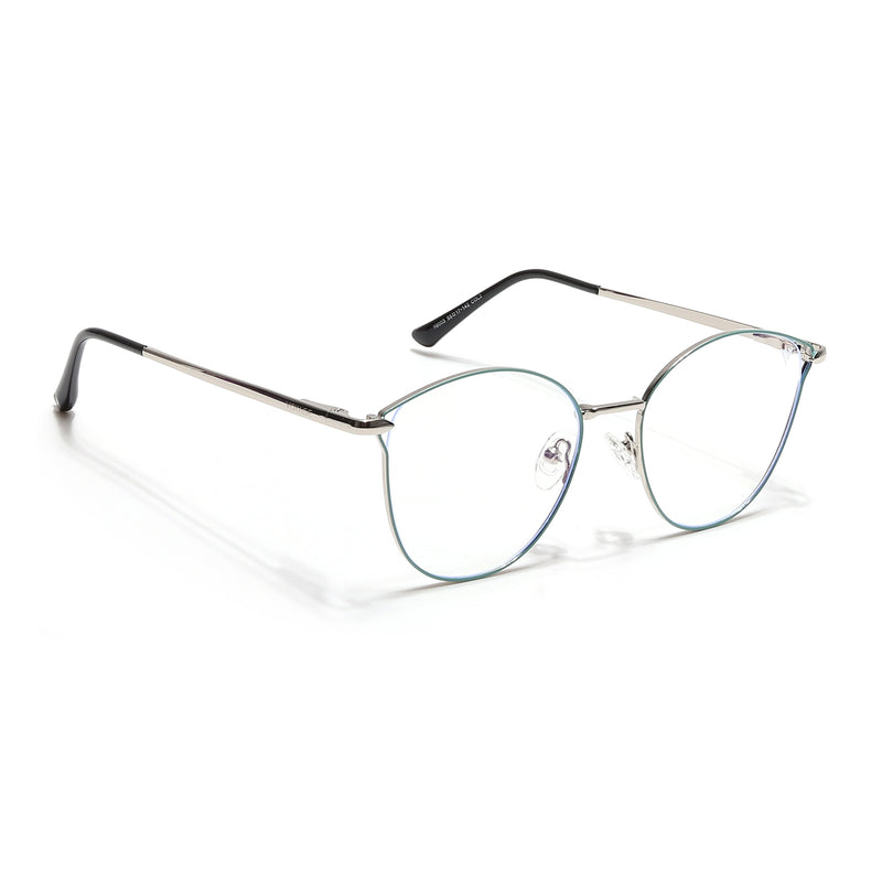 Voyage Glam Green & Silver Cateye Eyeglasses for Women (39003MG6550-C2)