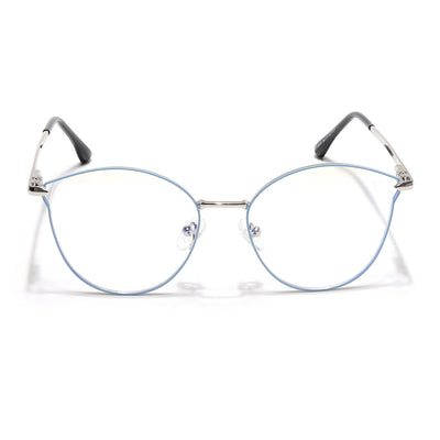 Voyage Glam Blue & Silver Cateye Eyeglasses for Women (39003MG6551-C3)