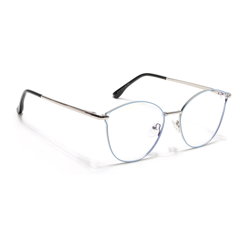 Voyage Glam Blue & Silver Cateye Eyeglasses for Women (39003MG6551-C3)