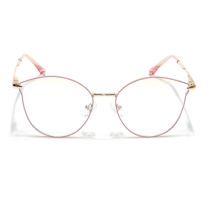 Voyage Glam Pink & Golden Cateye Eyeglasses for Women (39003MG6553-C5)